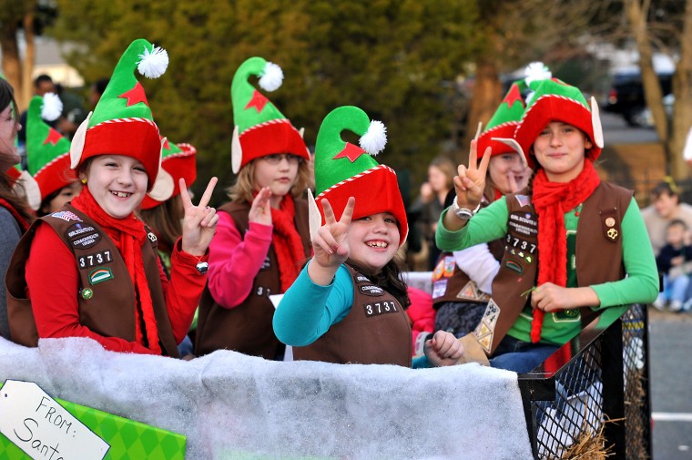 A local Brownie troop participates in the Mechanicsville Christmas Parade.