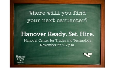 Where will you find your next carpenter? Hanover Center for Trades and Technology. November 29, 5-7pm