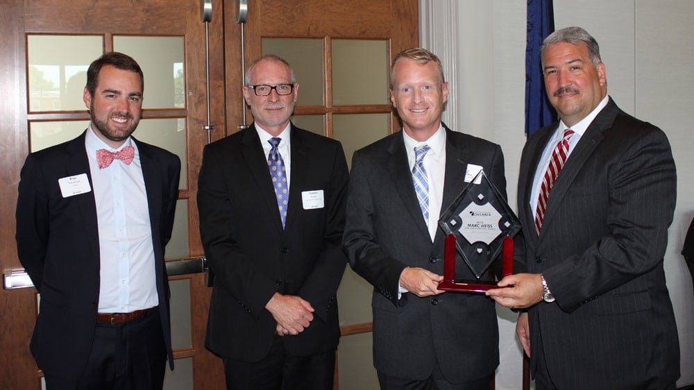 Greg Talley (second from right) represents Kings Dominion, 2015 Marc Weiss Workforce Award, Large Business, presented by the Hanover Business Council.