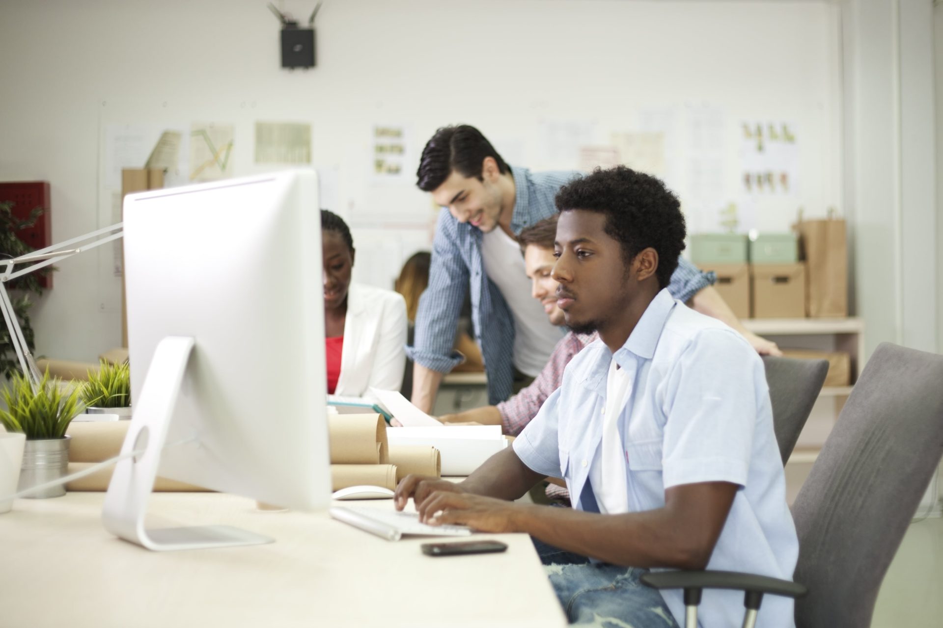 Virginia student on computer being trained for the workforce